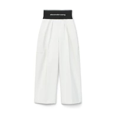 (Women) Alexander Wang Logo Slim Fit Tapered Sweatpants White 1WC1204234-100