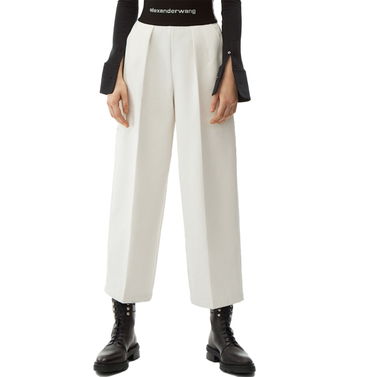 Lookbook (Women) Alexander Wang Logo Slim Fit Tapered Sweatpants White 1WC1204234-100