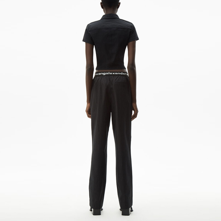 Shop (W) アレキサンダー ワン ロゴ トリム ストレッチパンツ ブラック 4WC1214074-965