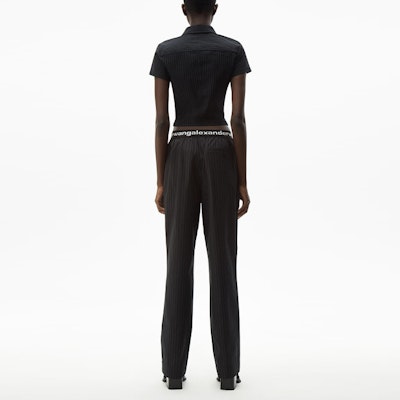 (W) アレキサンダー ワン ロゴ トリム ストレッチパンツ ブラック 4WC1214074-965 Shop (W) アレキサンダー ワン ロゴ トリム ストレッチパンツ ブラック 4WC1214074-965