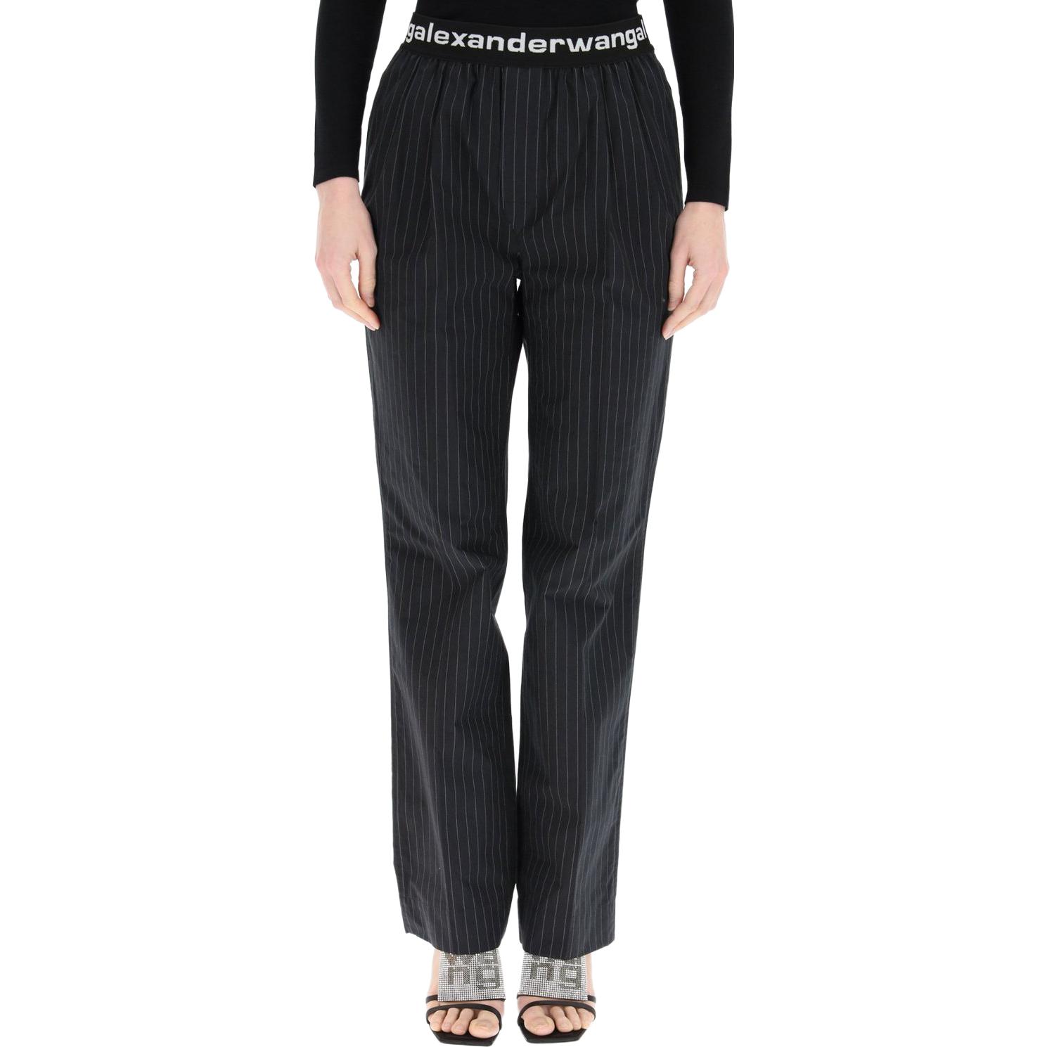 Details for (W) アレキサンダー ワン ロゴ トリム ストレッチパンツ ブラック 4WC1214074-965