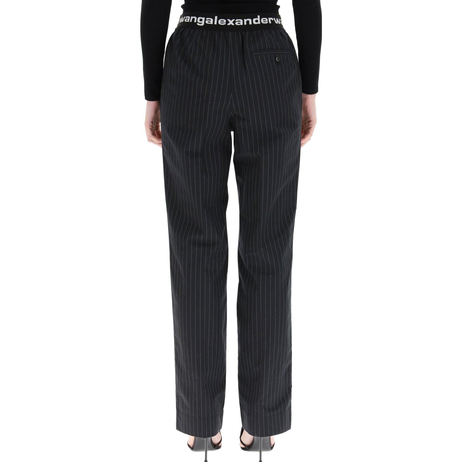 Sizing (W) アレキサンダー ワン ロゴ トリム ストレッチパンツ ブラック 4WC1214074-965