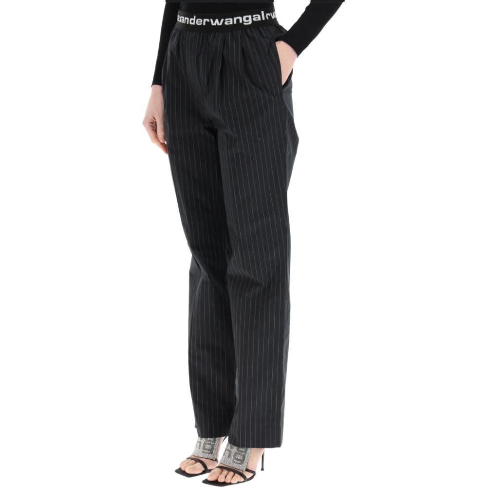 Cheap (W) アレキサンダー ワン ロゴ トリム ストレッチパンツ ブラック 4WC1214074-965