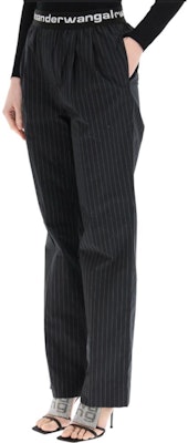 (W) アレキサンダー ワン ロゴ トリム ストレッチパンツ ブラック 4WC1214074-965 Cheap (W) アレキサンダー ワン ロゴ トリム ストレッチパンツ ブラック 4WC1214074-965