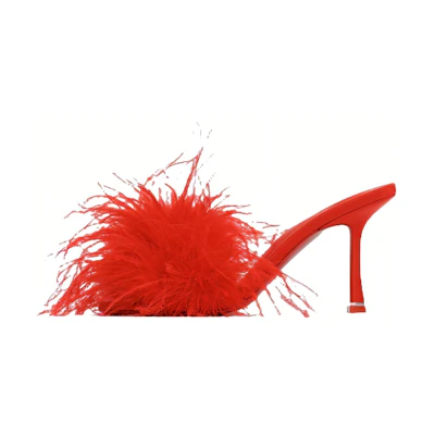 (W) Alexander Wang Lulu 85 Sandal 'Red Feather Satin'