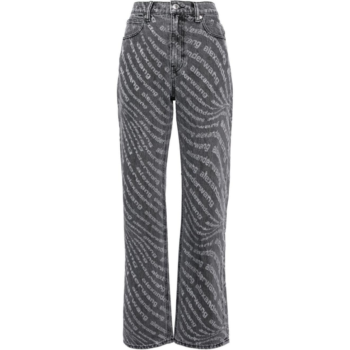 (Women) Alexander Wang Mid-Rise Straight Leg Letter Print Jeans Women - Charcoal Gray 4DC2244342-057 圖 2