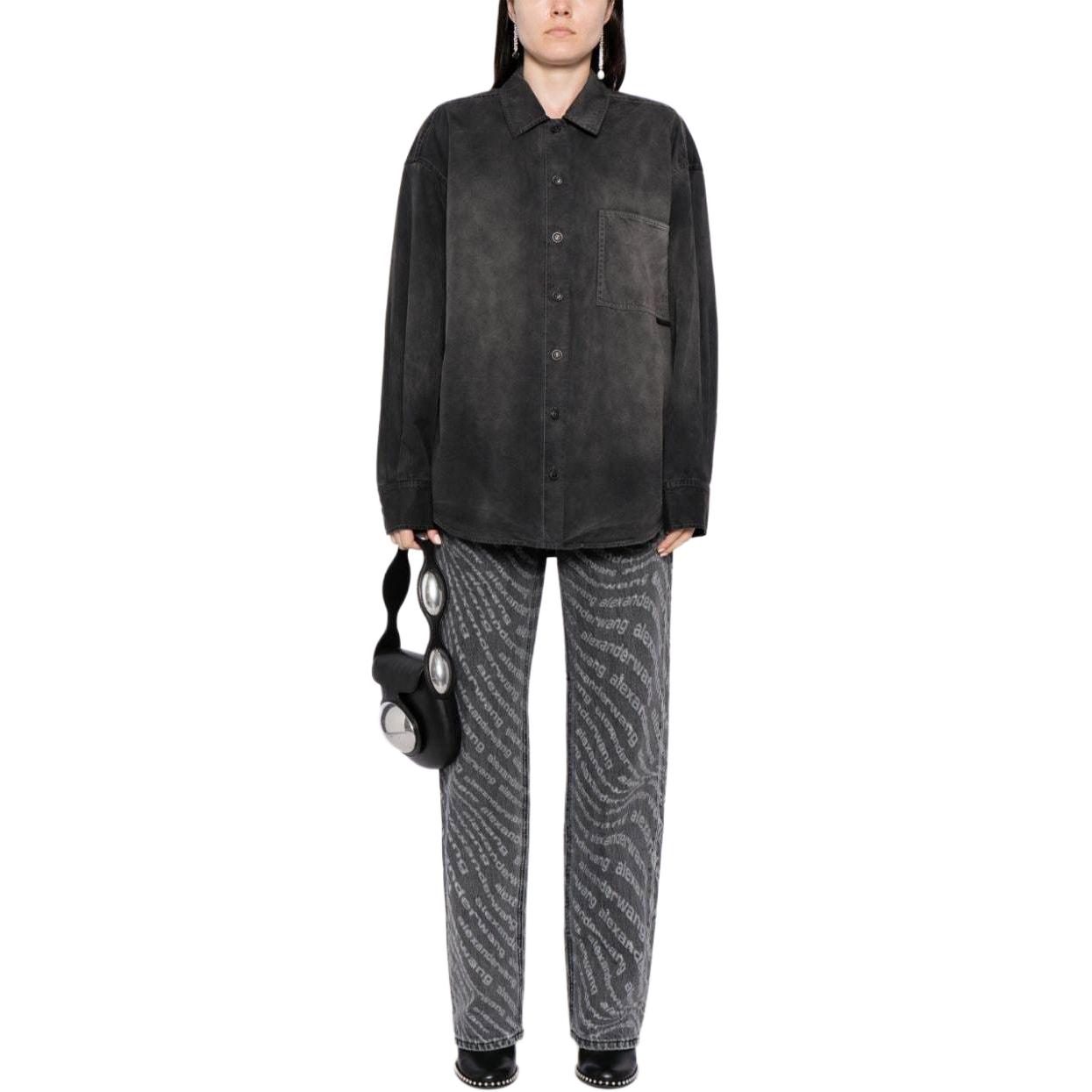 (Women) Alexander Wang Mid-Rise Straight Leg Letter Print Jeans Women - Charcoal Gray 4DC2244342-057 圖 3