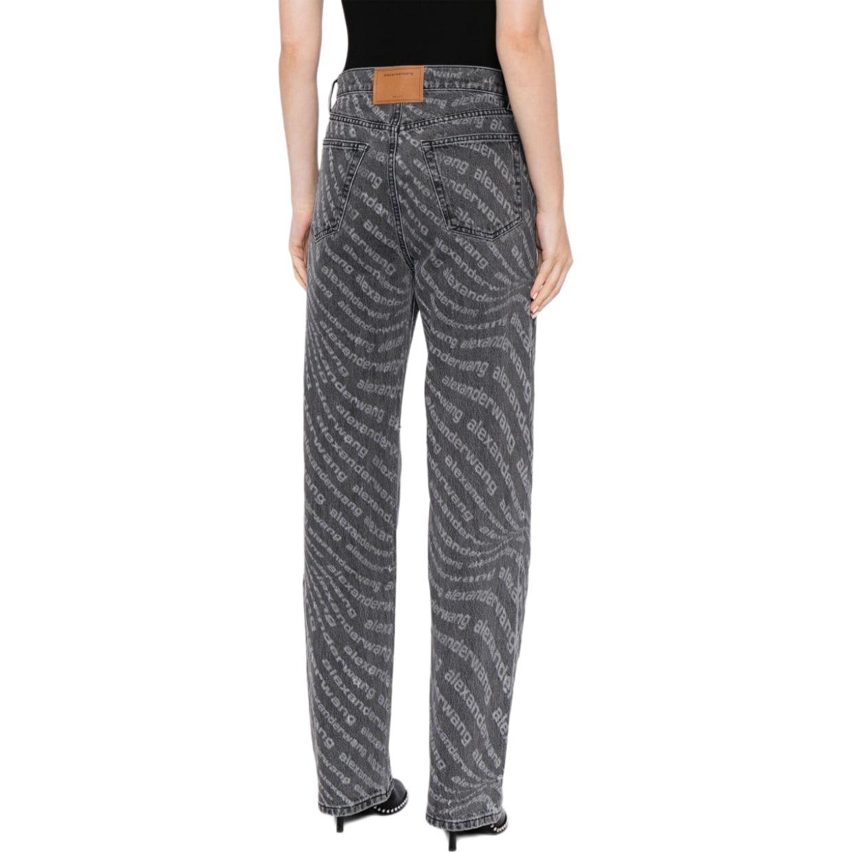 (Women) Alexander Wang Mid-Rise Straight Leg Letter Print Jeans Women - Charcoal Gray 4DC2244342-057 圖 4