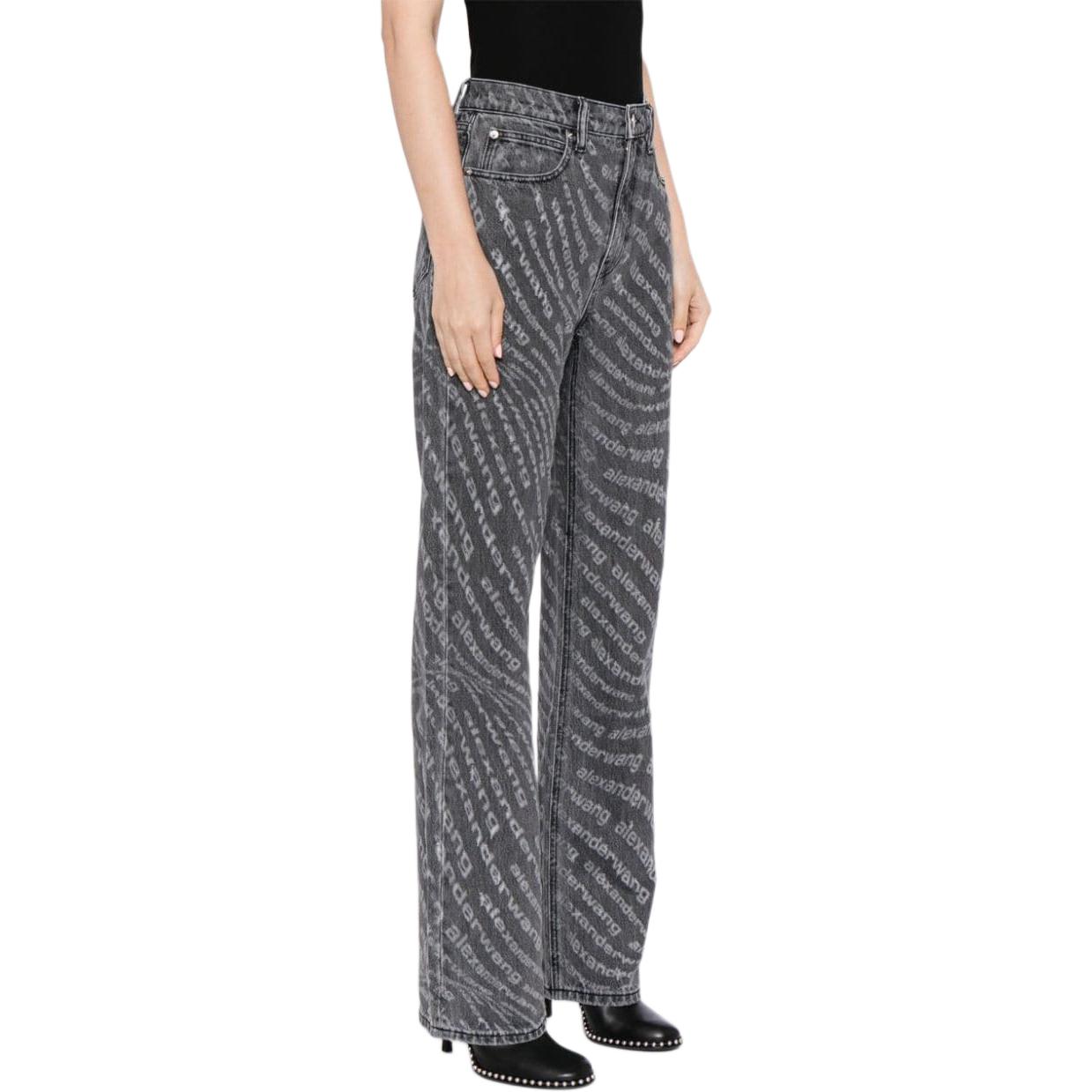 (Women) Alexander Wang Mid-Rise Straight Leg Letter Print Jeans Women - Charcoal Gray 4DC2244342-057 圖 5
