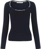 (Women) Alexander Wang Midnight Blue Logo Knit Sweater 4KC1211024409 (Women) Alexander Wang Midnight Blue Logo Knit Sweater 4KC1211024409