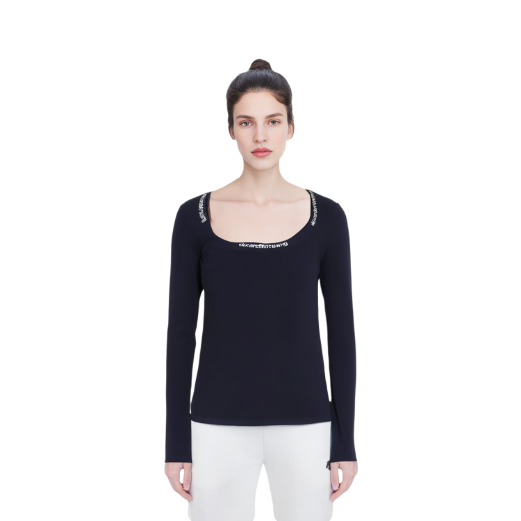 Shop (Women) Alexander Wang Midnight Blue Logo Knit Sweater 4KC1211024409