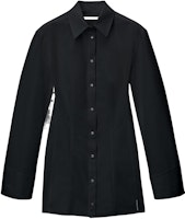 (Women) Alexander Wang Minimalist Black Long Sleeve Short Button-Up Dress for Women 1WC2246653-001 (Women) Alexander Wang Minimalist Black Long Sleeve Short Button-Up Dress for Women 1WC2246653-001