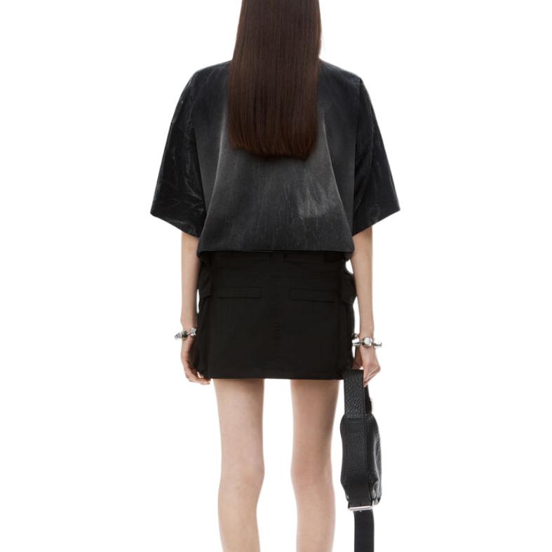 Shop (W) アレキサンダーワン ミニマリストロゴ ハイウエスト フィットスカート 女性用 ブラック 4WC3245061-001