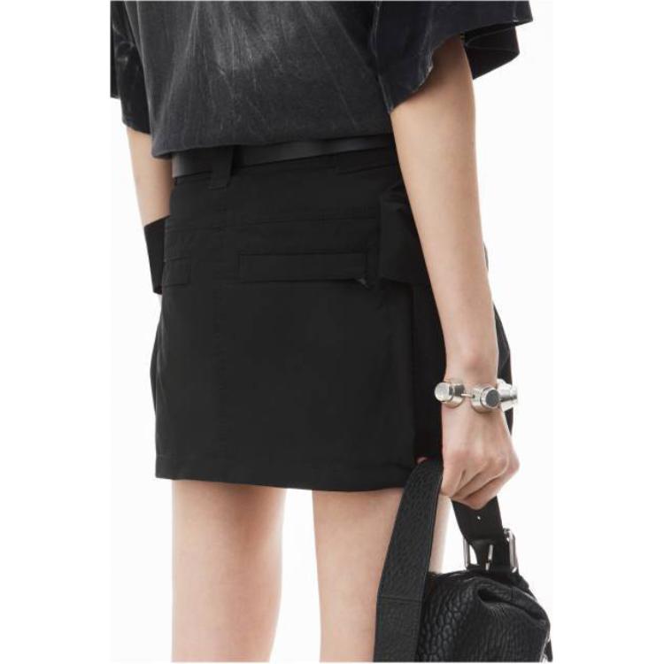 Sizing (W) アレキサンダーワン ミニマリストロゴ ハイウエスト フィットスカート 女性用 ブラック 4WC3245061-001