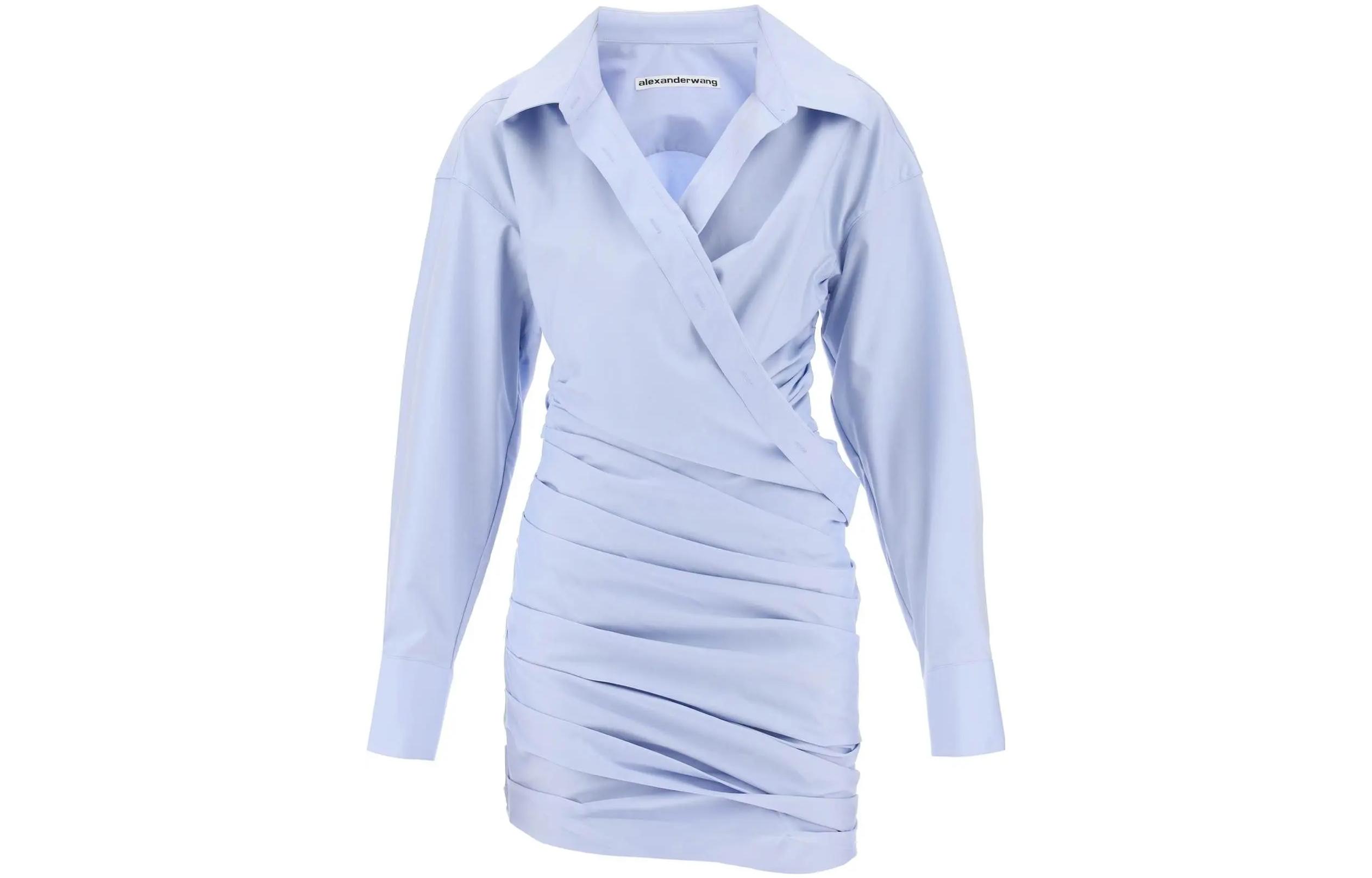 (Women) Alexander Wang Minimalist V-Neck Midi Long Sleeve Dress Women’s Blue 1WC3236598-450 圖 2