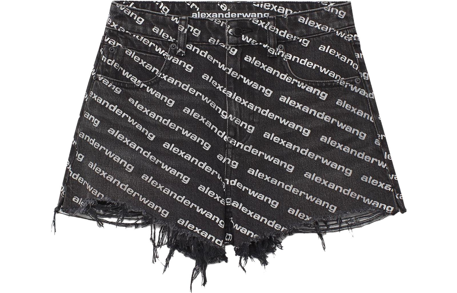 (Women) Alexander Wang Monogram Logo Cotton Shorts Retro Gray 4DC1214896-060