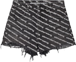(Women) Alexander Wang Monogram Logo Cotton Shorts Retro Gray 4DC1214896-060 (Women) Alexander Wang Monogram Logo Cotton Shorts Retro Gray 4DC1214896-060