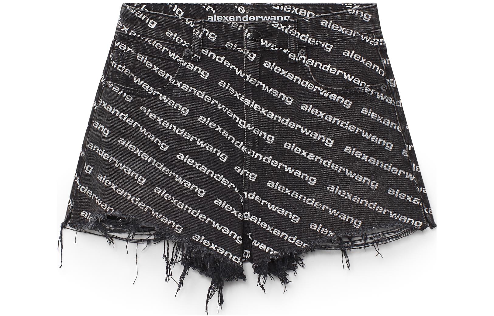 Lookbook (Women) Alexander Wang Monogram Logo Cotton Shorts Retro Gray 4DC1214896-060