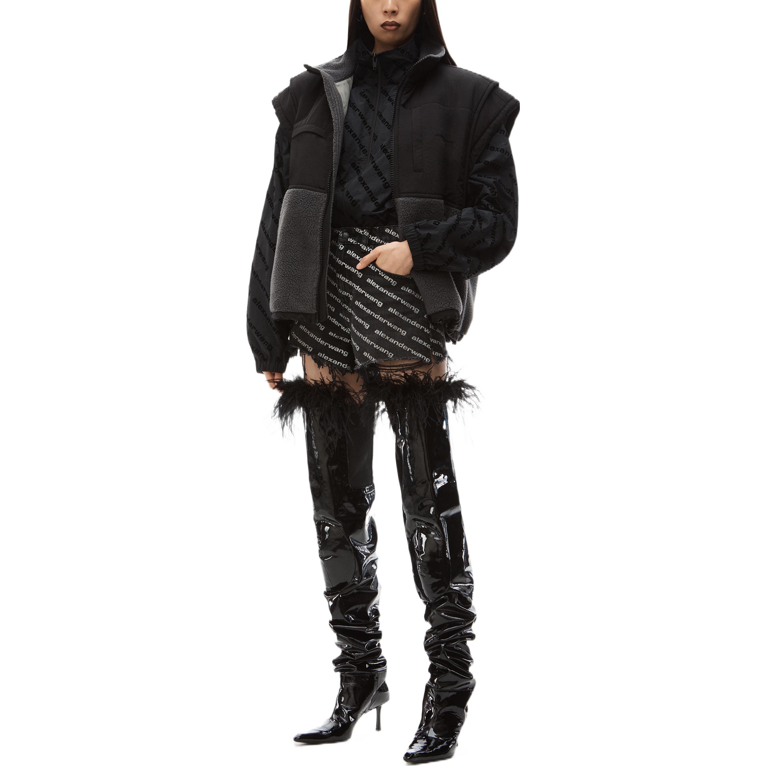 Shop (Women) Alexander Wang Monogram Logo Cotton Shorts Retro Gray 4DC1214896-060