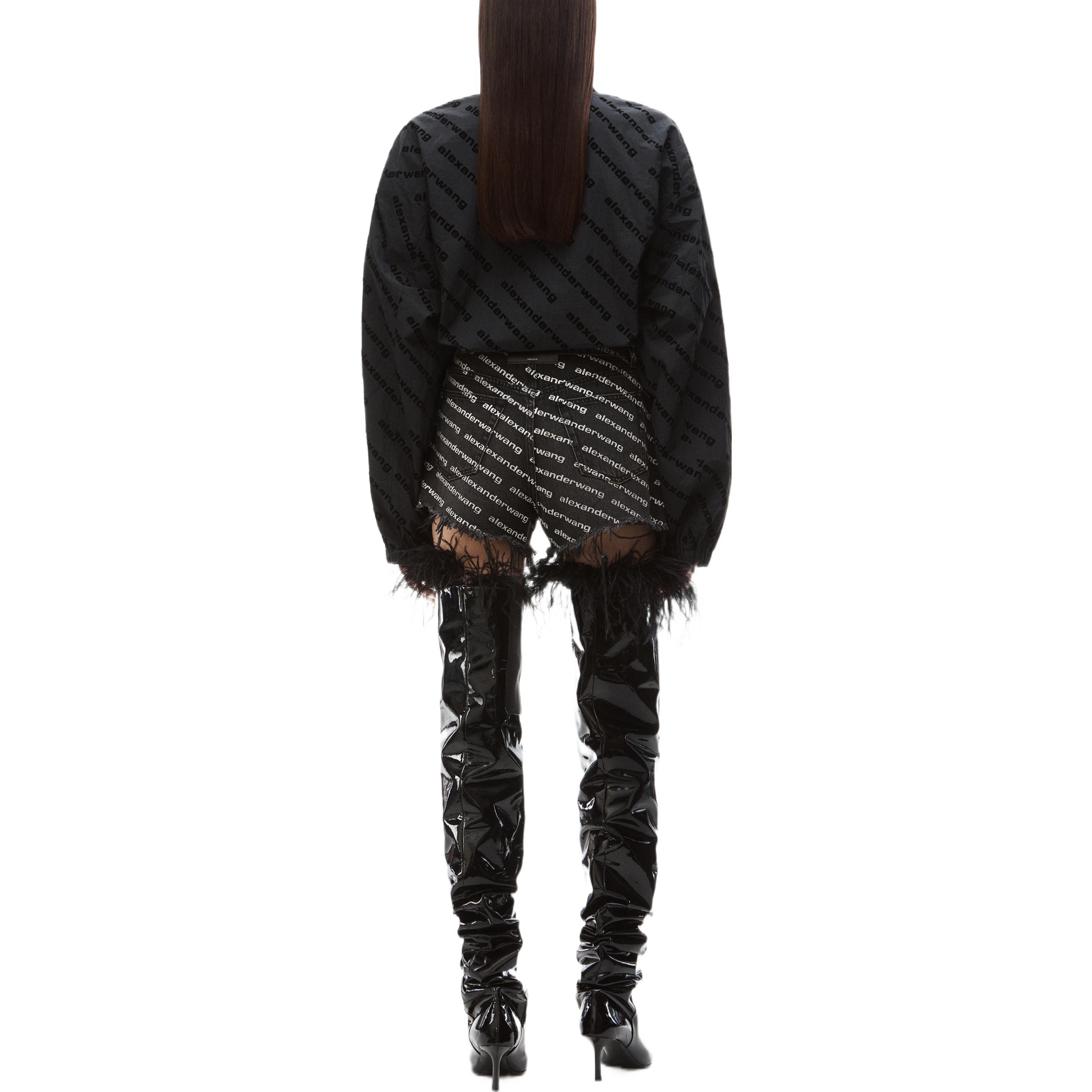 Purchase (Women) Alexander Wang Monogram Logo Cotton Shorts Retro Gray 4DC1214896-060