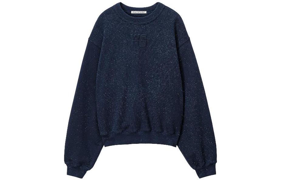 (Women) Alexander Wang Navy Blue Sequin Long-Sleeve Oversized Sweatshirt Women. 4CC3231658-065