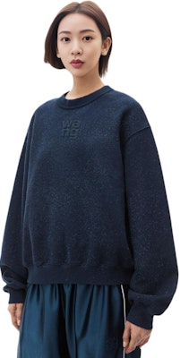 (W) Alexander Wang Blaus Biru Navy Bersulam Lengan Panjang Sweatshirt Wanita. 4CC3231658-065 Lookbook (W) Alexander Wang Blaus Biru Navy Bersulam Lengan Panjang Sweatshirt Wanita. 4CC3231658-065