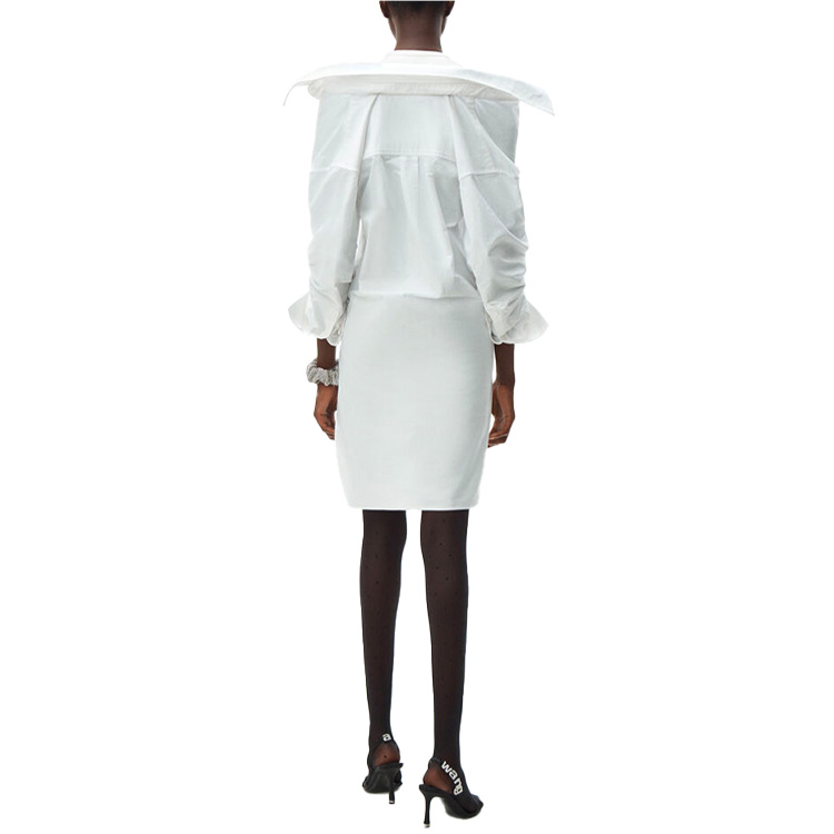 Shop (W) Vestido Camisero Escote Descubierto Alexander Wang en Blanco Brillante 4WC1216113-111