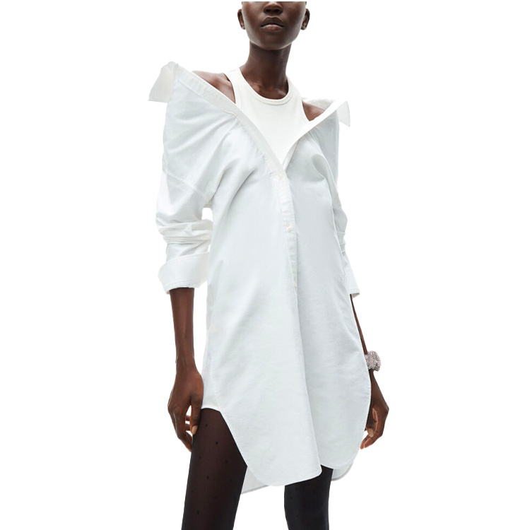Purchase (W) Vestido Camisero Escote Descubierto Alexander Wang en Blanco Brillante 4WC1216113-111