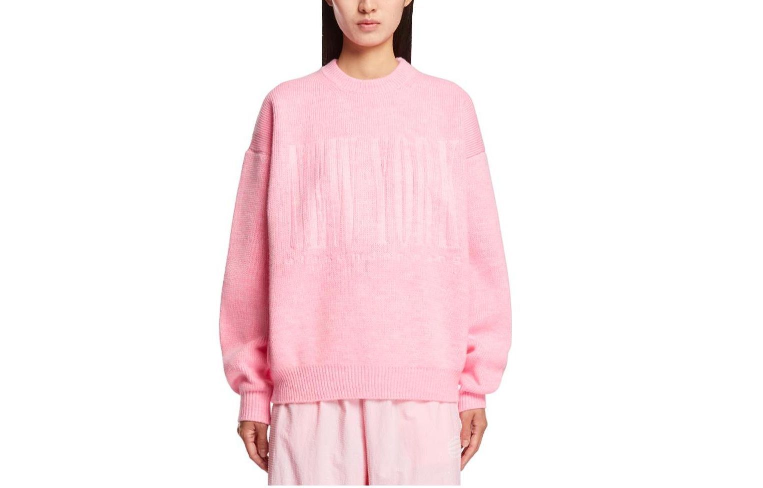 Order (W) 亚历山大王宽松落肩圆领毛衣 女款 粉色 UKC1231057-001
