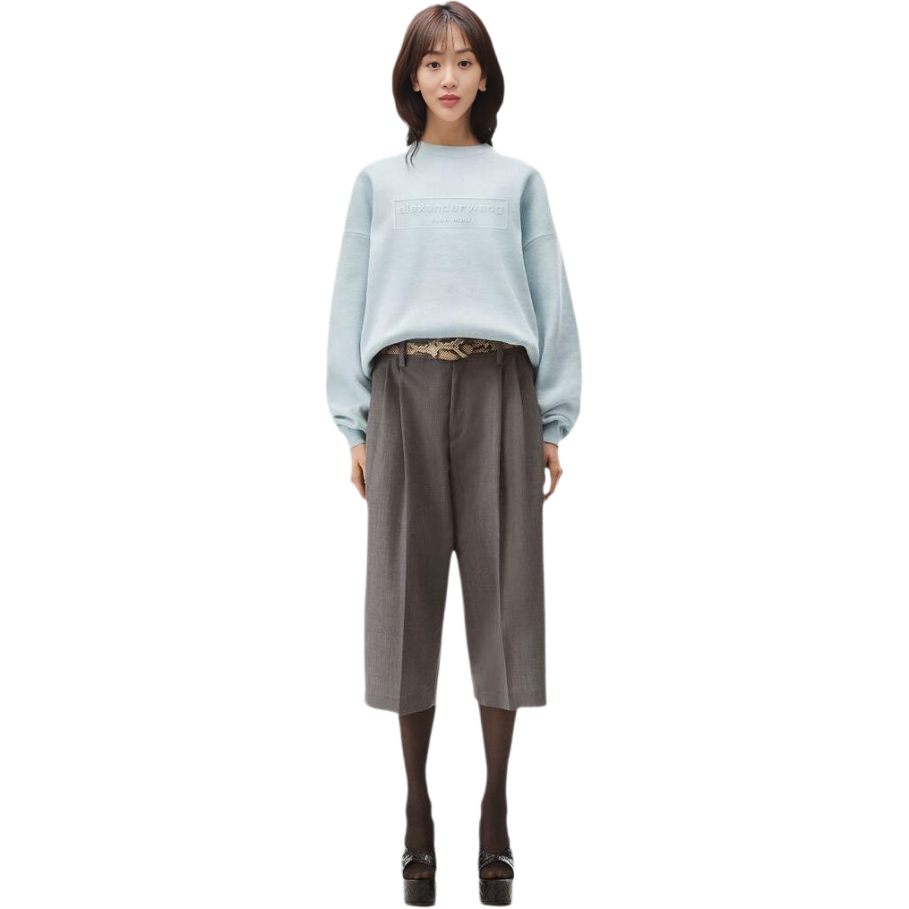 Lookbook (W) Alexander Wang 經典字母藍色寬鬆版長袖衛衣 1KC32310174-64A