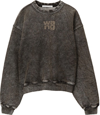 (Women) Alexander Wang Oversized Letter Print Crewneck Pullover Sweatshirt Women Green 4CC3231658-305 Order (Women) Alexander Wang Oversized Letter Print Crewneck Pullover Sweatshirt Women Green 4CC3231658-305