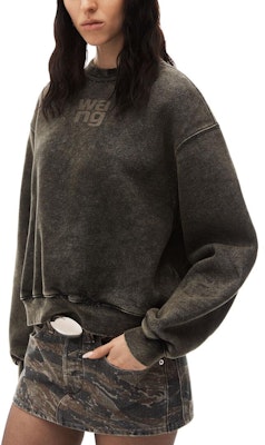 (Women) Alexander Wang Oversized Letter Print Crewneck Pullover Sweatshirt Women Green 4CC3231658-305 Purchase (Women) Alexander Wang Oversized Letter Print Crewneck Pullover Sweatshirt Women Green 4CC3231658-305