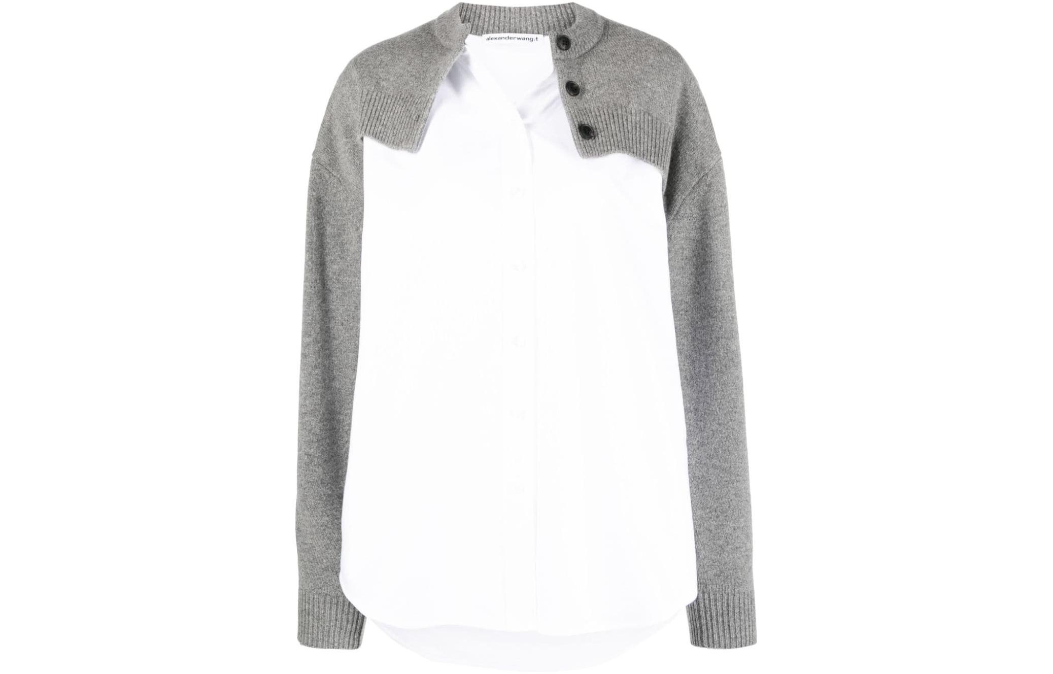 (Women) Alexander Wang Patchwork Pullover Long Sleeve Shirt Women’s Grey 4KC4233022-091