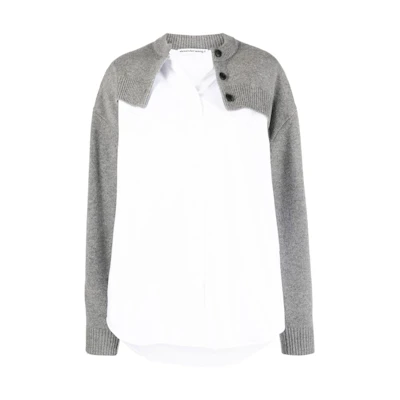 (Women) Alexander Wang Patchwork Pullover Long Sleeve Shirt Women’s Grey 4KC4233022-091