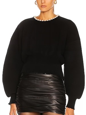 (W) 亚历山大王珍珠项链露背针织毛衣女款黑色 1KC4231070-001 Buy (W) 亚历山大王珍珠项链露背针织毛衣女款黑色 1KC4231070-001