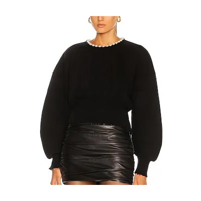 (Women) Alexander Wang Pearl Necklace Backless Knit Sweater Women’s Black. 1KC4231070-001
