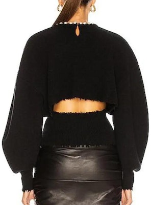 (W) 亚历山大王珍珠项链露背针织毛衣女款黑色 1KC4231070-001 Shop (W) 亚历山大王珍珠项链露背针织毛衣女款黑色 1KC4231070-001