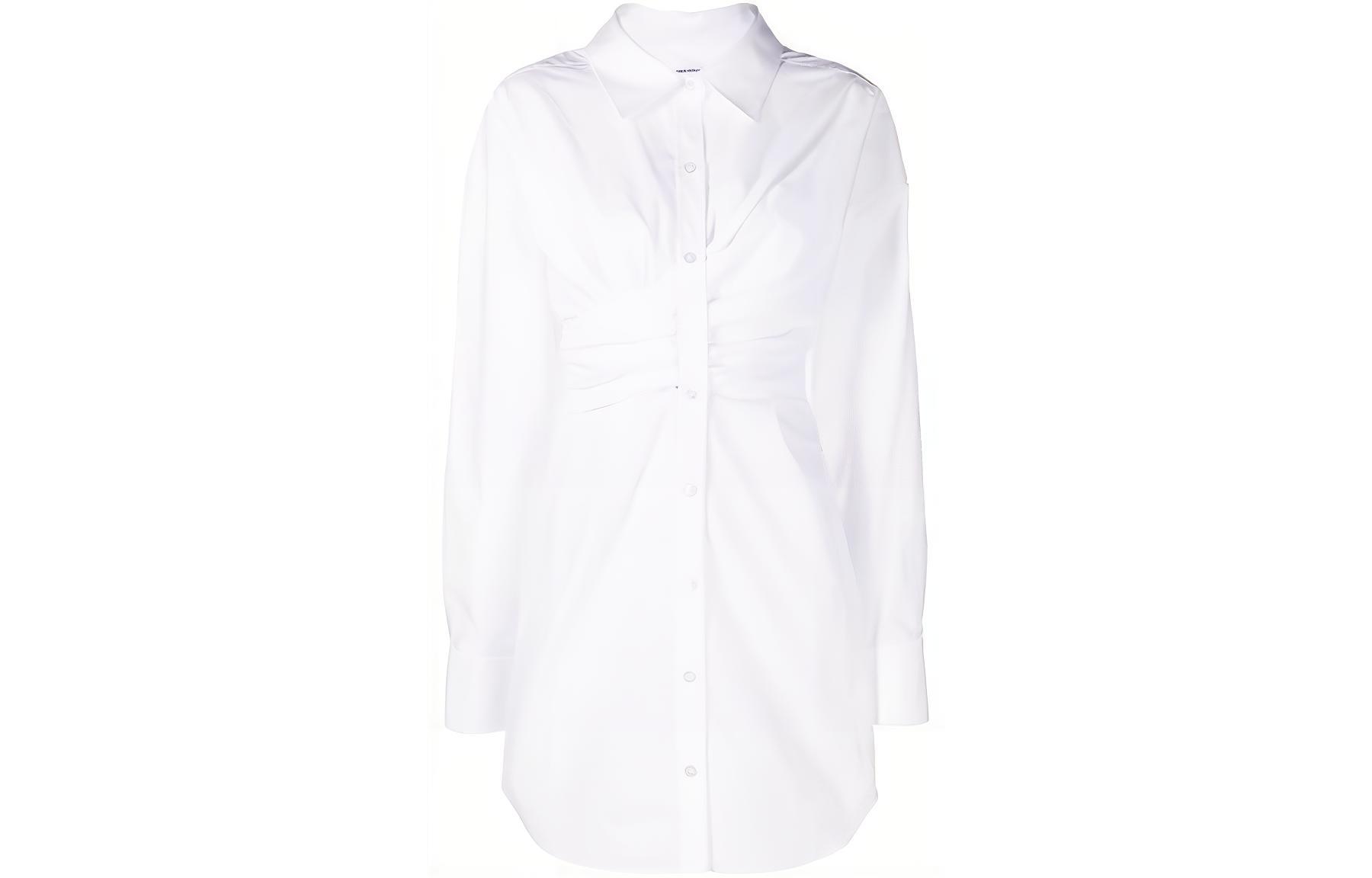 (Women) Alexander Wang Pleated Solid Long Sleeve Shirt Dress 4WC2236213-111