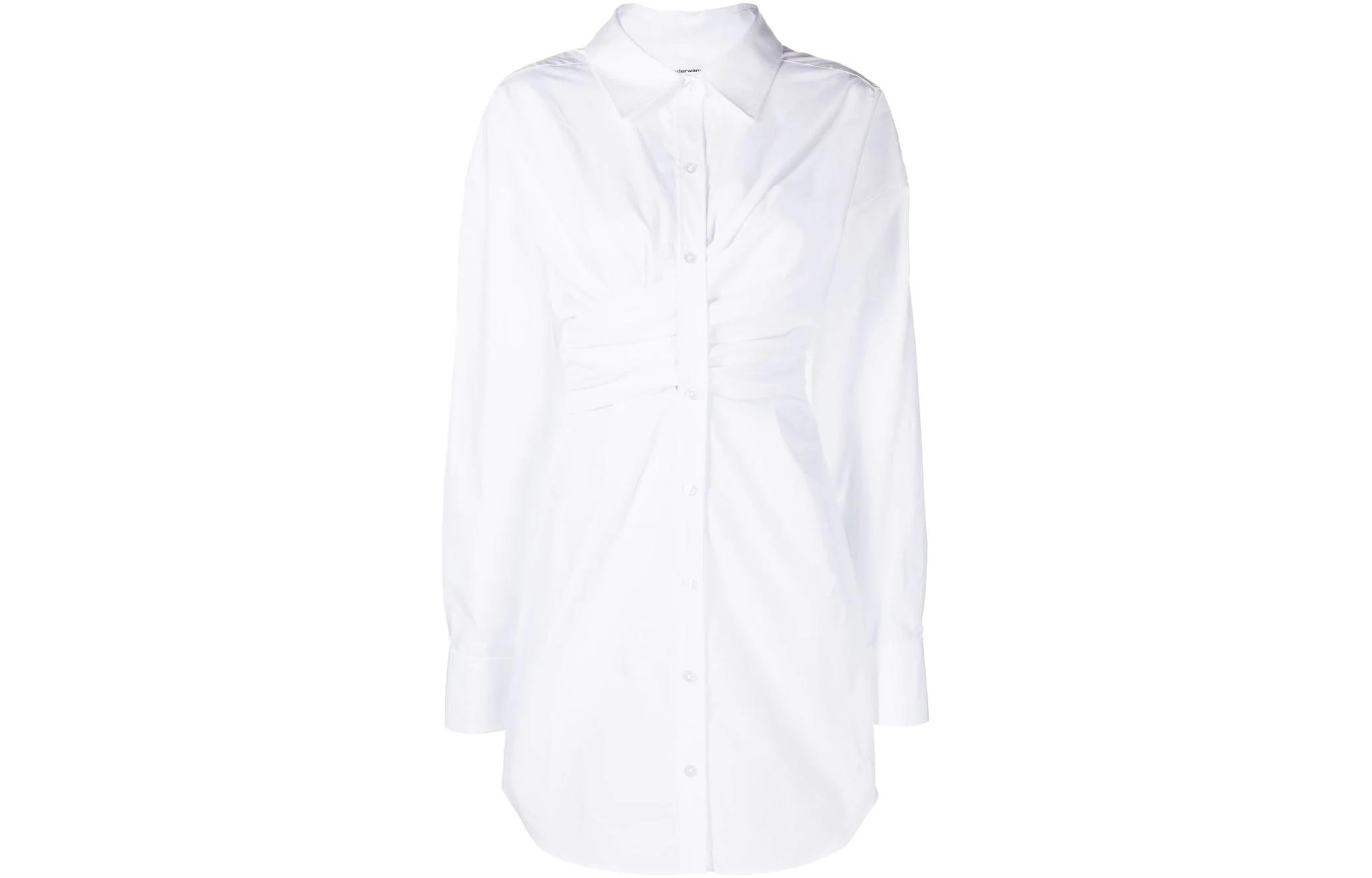 Order (W) Alexander Wang Kemeja Dress Lengan Panjang Lipit Solid 4WC2236213-111