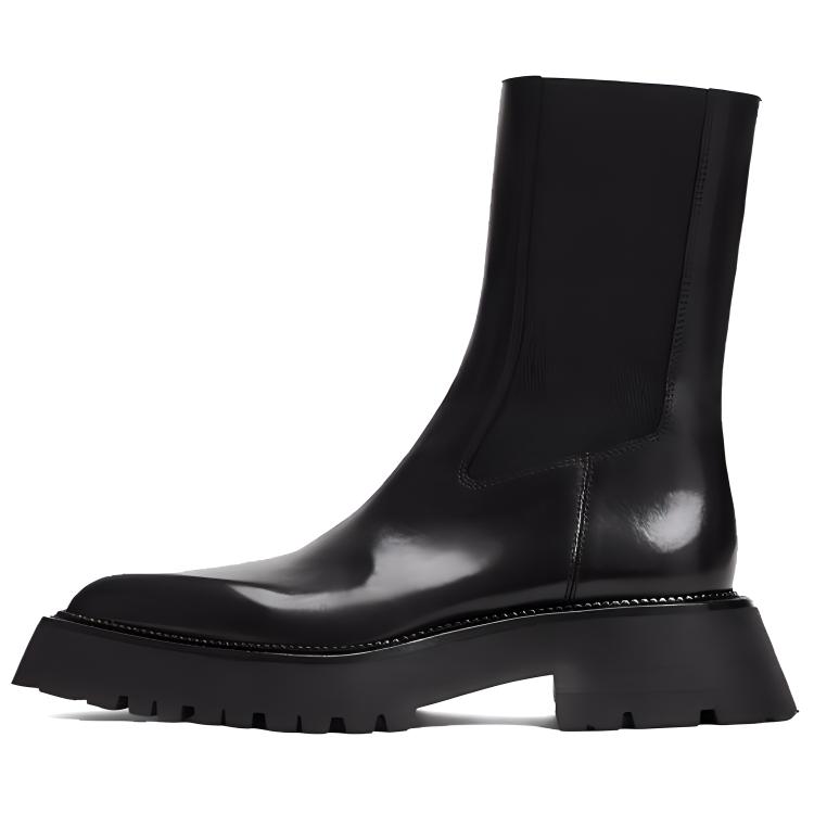 (Women) Alexander Wang Presley 'Simple Fashion Chunky Heel Leather Boot Black' 30122B011001