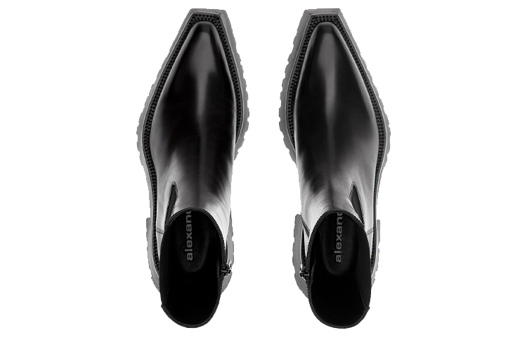 Lookbook (W) Alexander Wang Presley 'Kasut Kulit Tumit Tebal Hitam Fesyen Mudah' 30122B011001