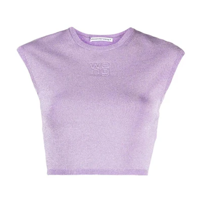 (Women) Alexander Wang Purple Sleeveless Crewneck Logo Tee for Women 4KC3231018-544