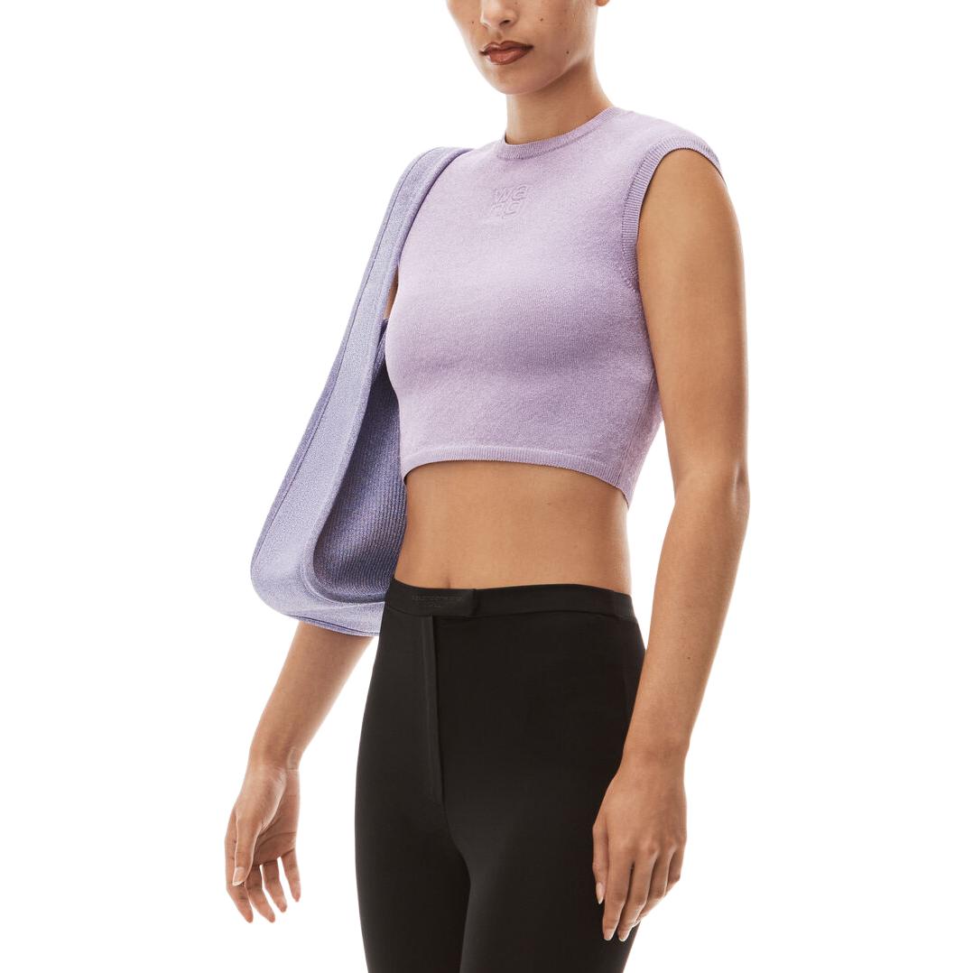 Details for (W) アレキサンダーワン パープル ノースリーブ クルーネック ロゴTシャツ レディース 4KC3231018-544