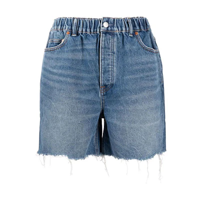 (Women) Alexander Wang Raw Hem Elastic Waist Denim Shorts Women Blue 4DC4214033-468