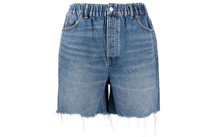 (Women) Alexander Wang Raw Hem Elastic Waist Denim Shorts Women Blue 4DC4214033-468 圖 2