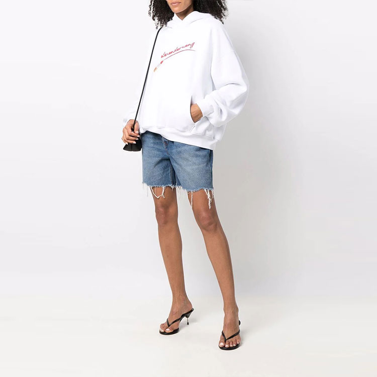 (Women) Alexander Wang Raw Hem Elastic Waist Denim Shorts Women Blue 4DC4214033-468 圖 3