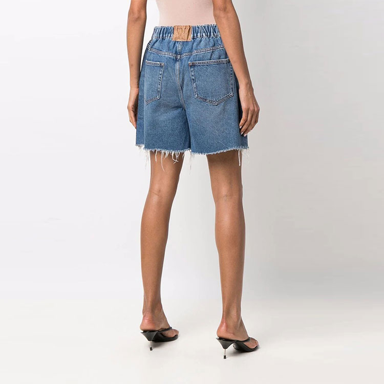 (Women) Alexander Wang Raw Hem Elastic Waist Denim Shorts Women Blue 4DC4214033-468 圖 5