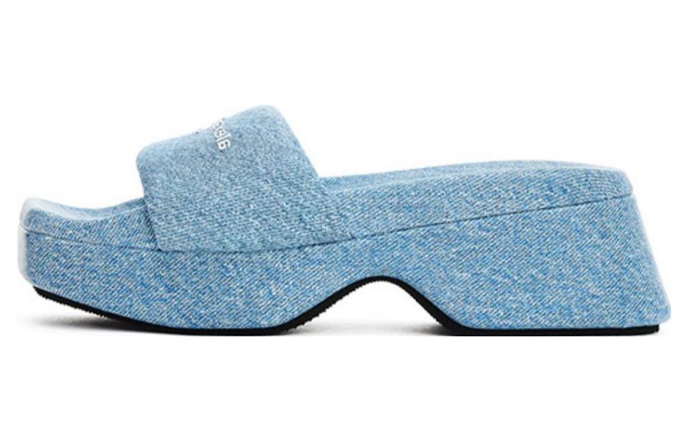(Women) Alexander Wang Retro Indigo Blue 6.5cm Leather Slide Sandals 30124S029473