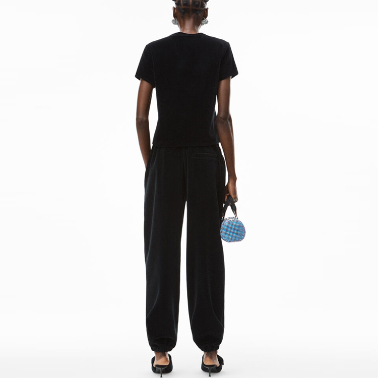 Shop (Women) Alexander Wang Rhinestone Logo Jogger Sweatpants Women’s Black 4CC3214111-001
