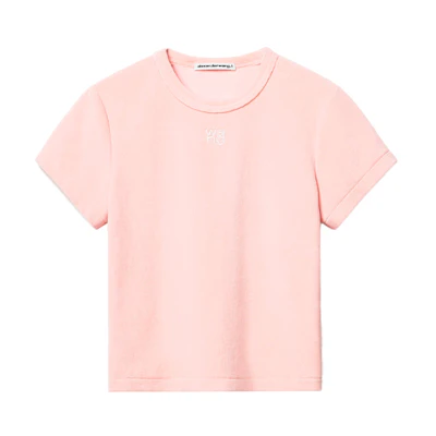 (Women) Alexander Wang Rhinestone Logo Pink Short Sleeve T-Shirt . 4CC3211253-691